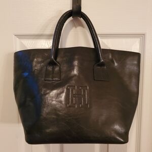 Elegant Black Leather Tote Bag